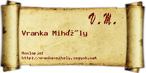 Vranka Mihály névjegykártya
